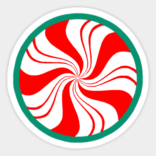 Round Peppermint Christmas Candy Sticker